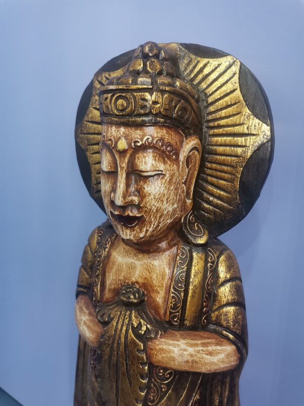 BUDHA MADERA DORADO 60 CM - Imagen 2