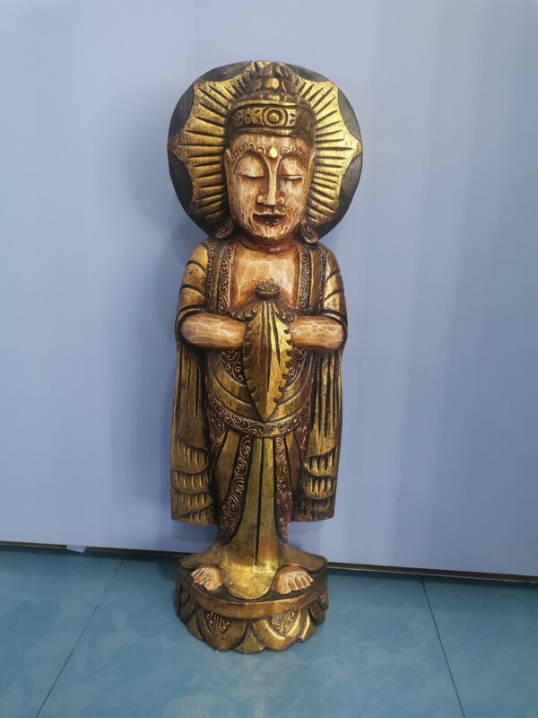 BUDHA MADERA DORADO 60 CM