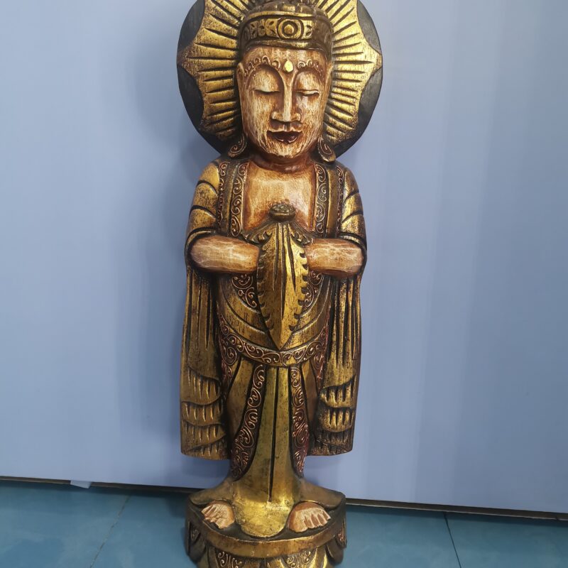 BUDHA MADERA DORADO 60 CM