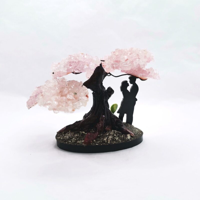 ARBOL BONSAI CUARZO ROSA Y PIRITA