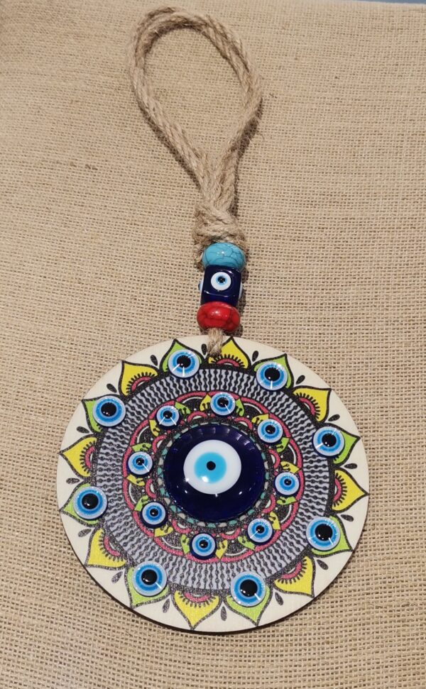 COLGADOR OJO TURCO MADERA Y CRISTAL