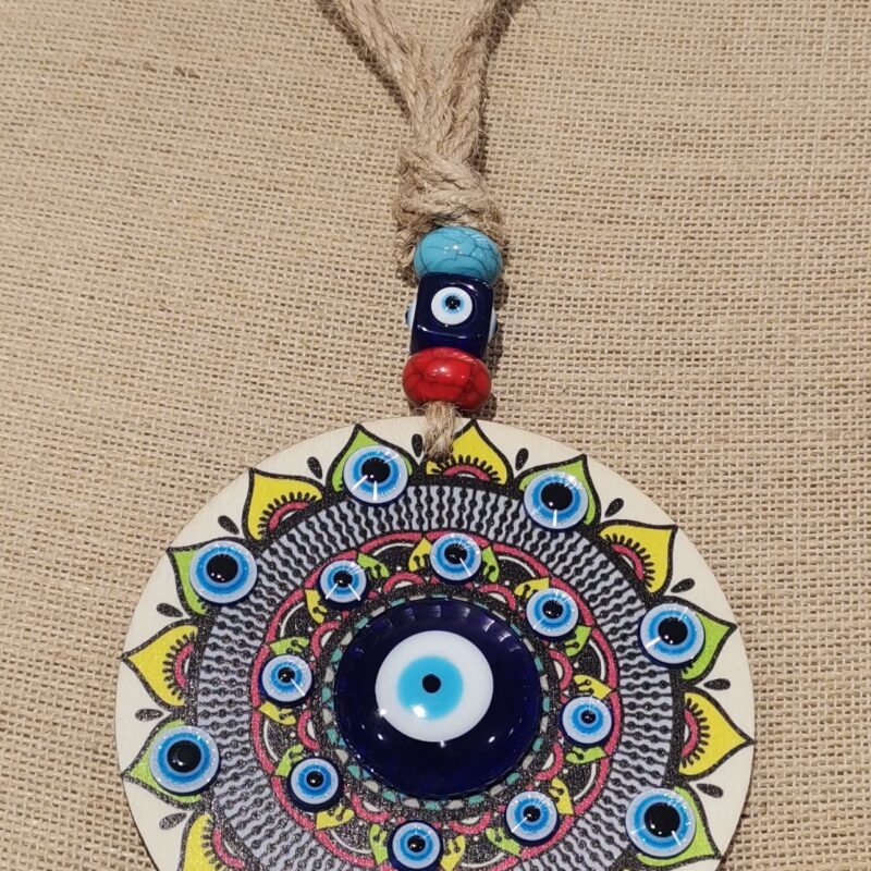 COLGADOR OJO TURCO MADERA Y CRISTAL