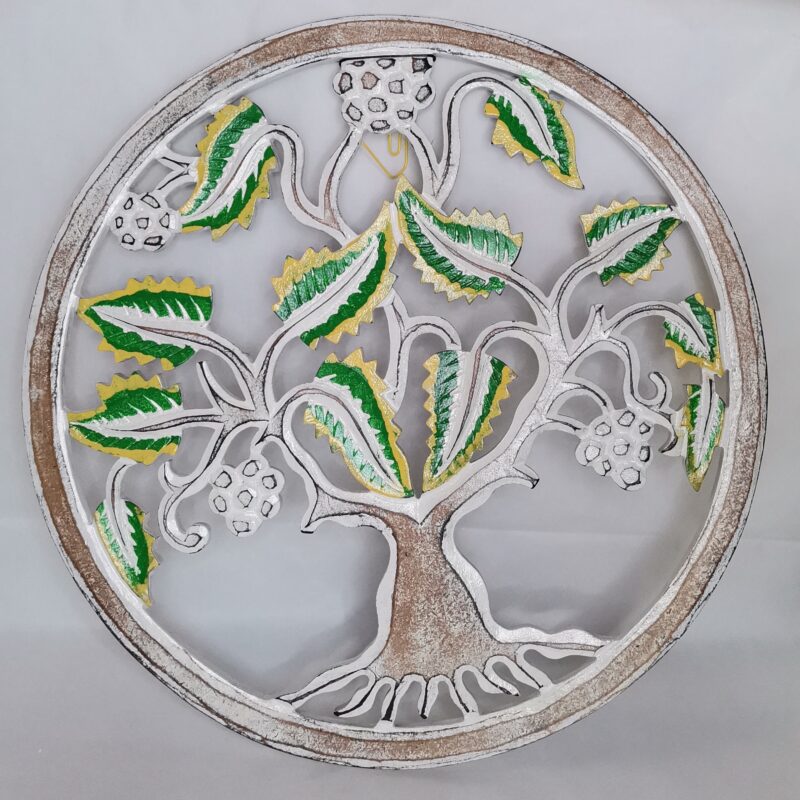 CUADRO ARBOL DE LA VIDA BLANCO AMARILLO VERDE