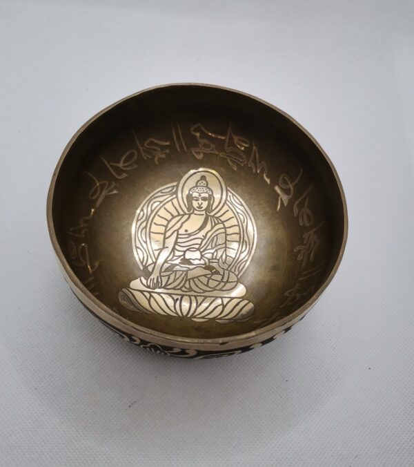 CUENCO TIBETANO 7 METALES GRABADO 12,50 CM - Imagen 2