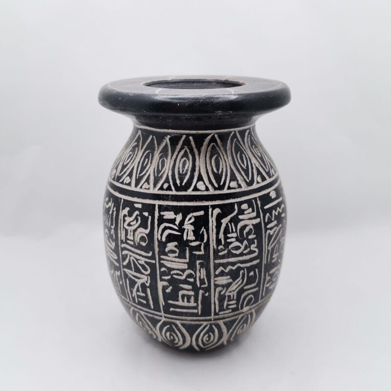 FIGURA JARRON EGIPCIA DE PIEDRA JEROGLÍFICOS