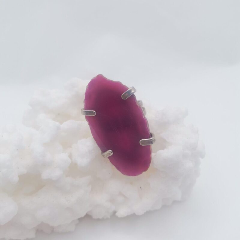 ANILLO AGATA ROSA Y ACERO