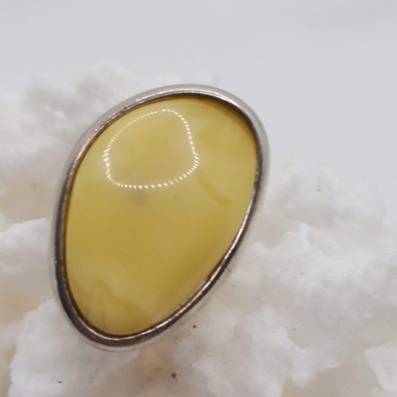 ANILLO AMBAR AMARILLO ADAPTABLE PLATA