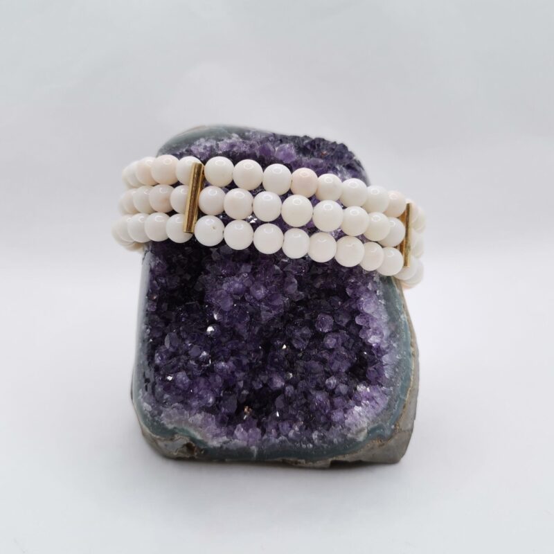 BRAZALETE CORAL BLANCO PLATA ORO 105