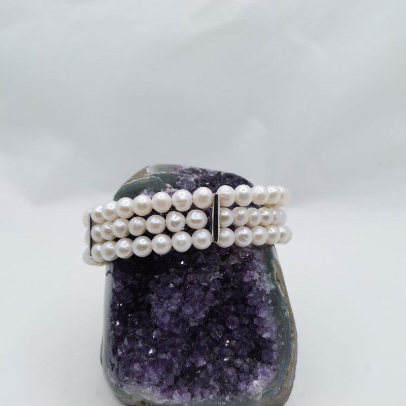 brazalete perlas naturales plata