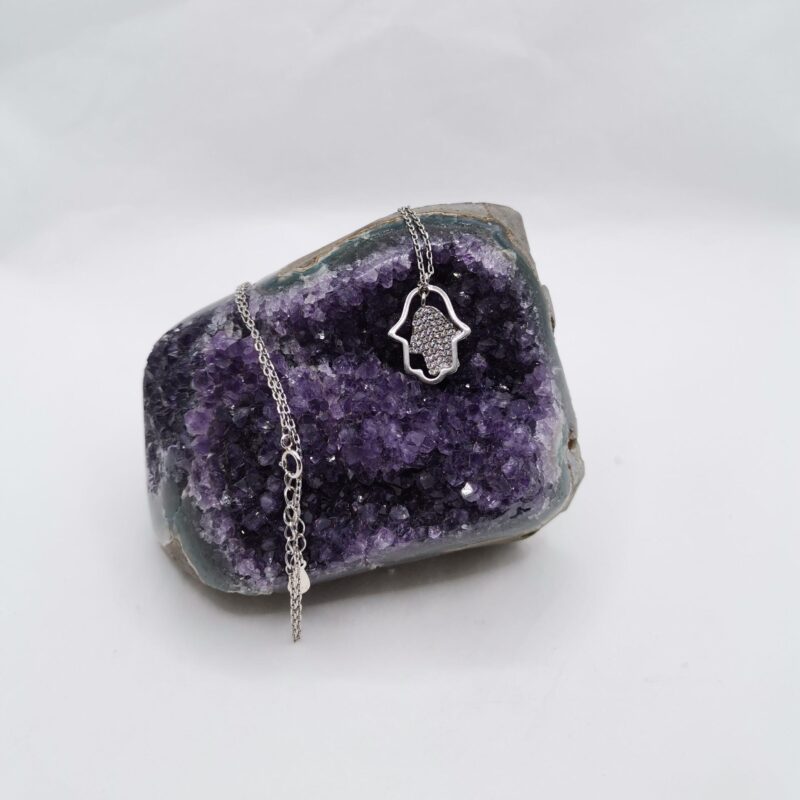 COLGANTE CON CADENA MANO DE FATIMA DOBLE PLATA