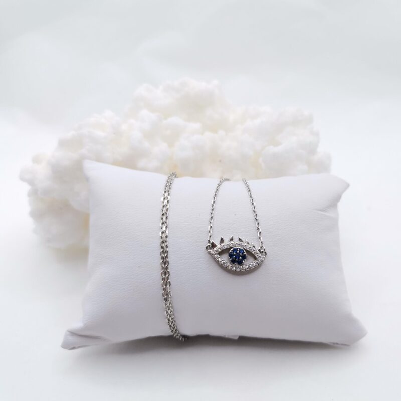 COLGANTE CON CADENA OJO TURCO CIRCONITAS PLATA
