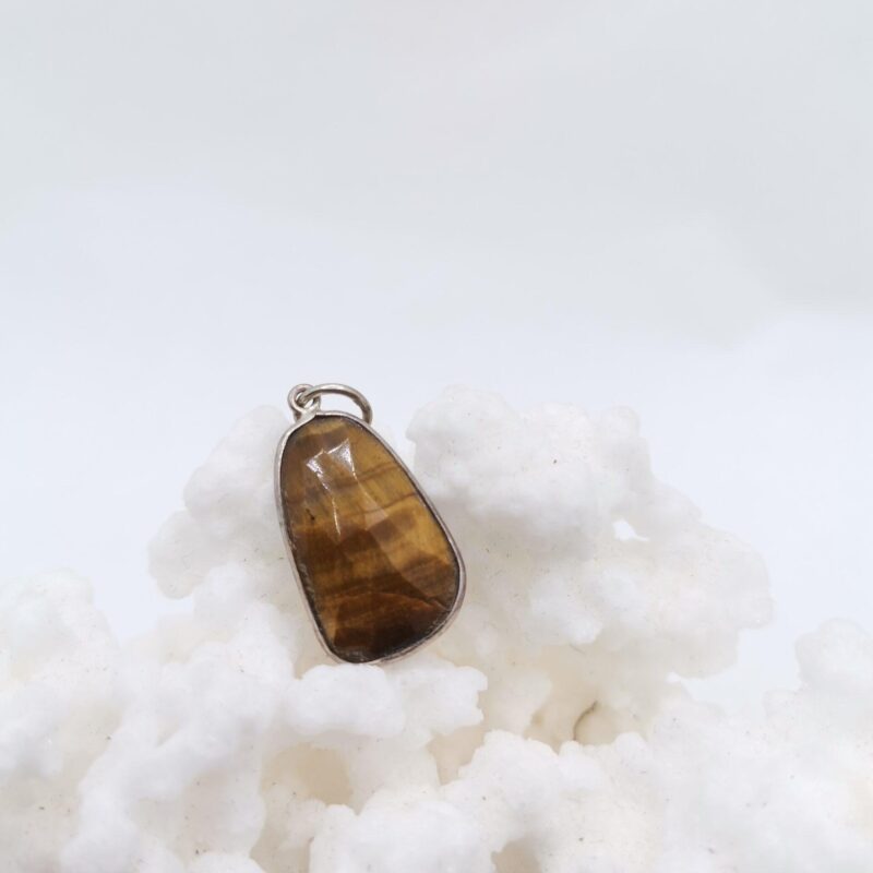 COLGANTE ASIMETRICO OJO DE TIGRE PLATA 20