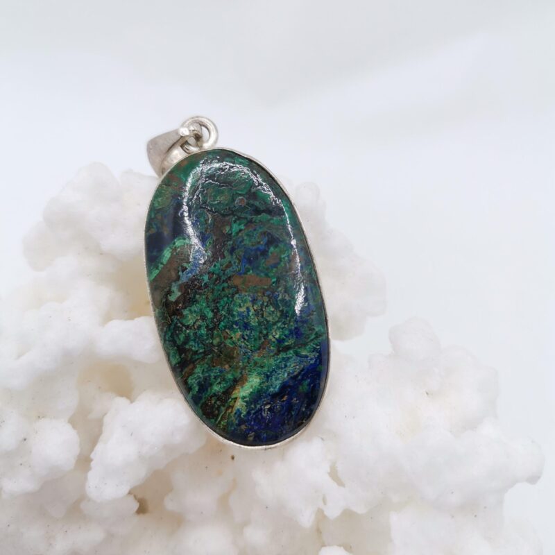 COLGANTE PLATA AZURITA OVALO