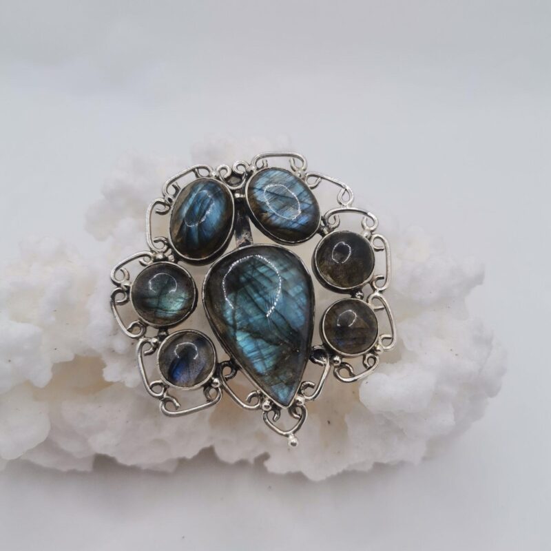 COLGANTE CONVERTIBLE A BROCHE PLATA LABRADORITA