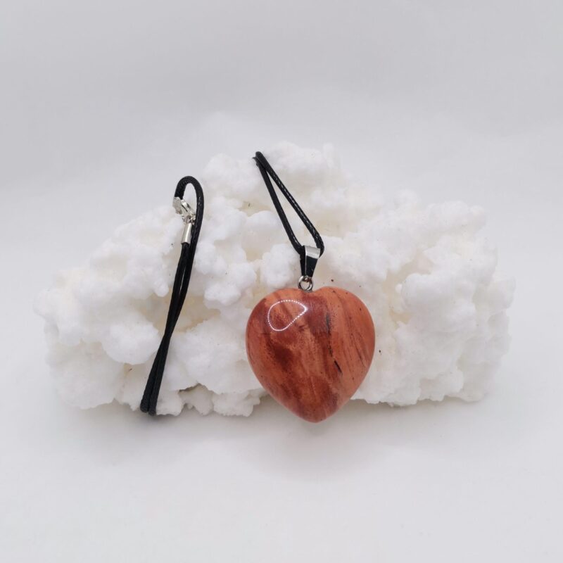 COLGANTE Y CORDON CORAZON JASPE ROJO