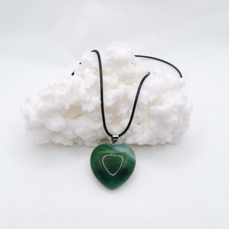 COLGANTE Y CORDON CORAZON AGATA