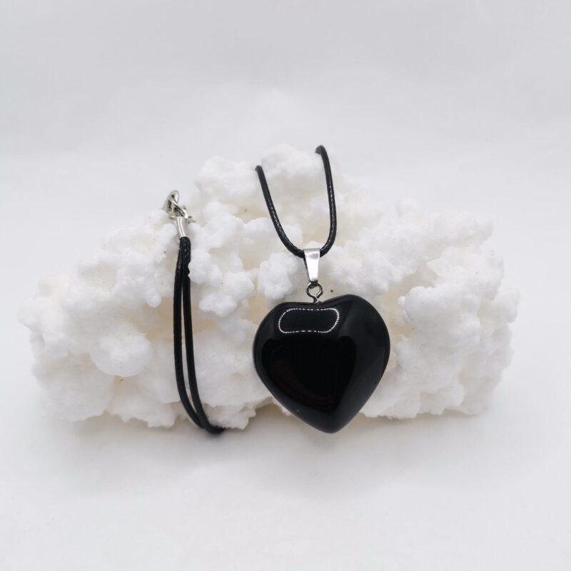 COLGANTE Y CORDON CORAZON ONIX