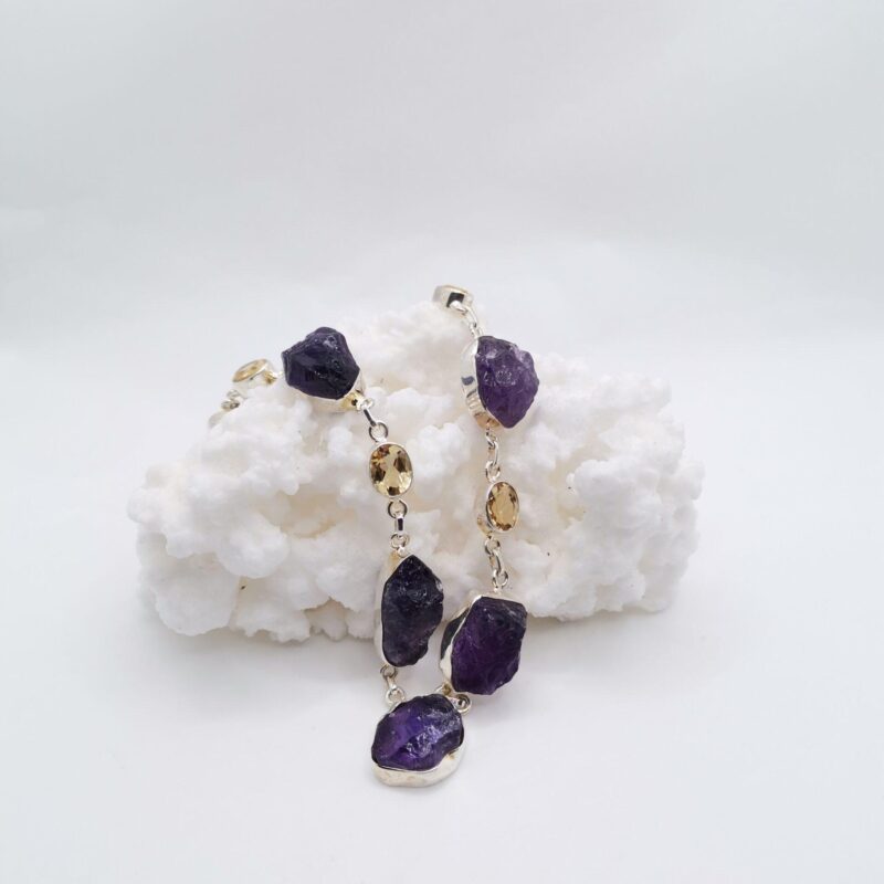 COLLAR AMATISTA Y CITRINO PLATA