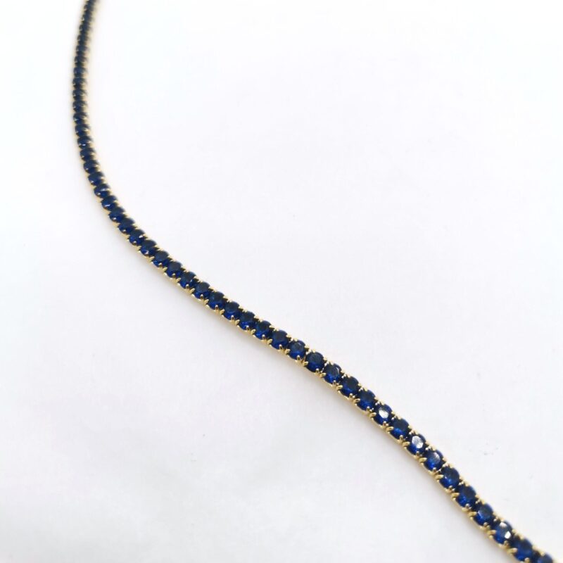 COLLAR CIRCONITAS AZULES PLATA ORO