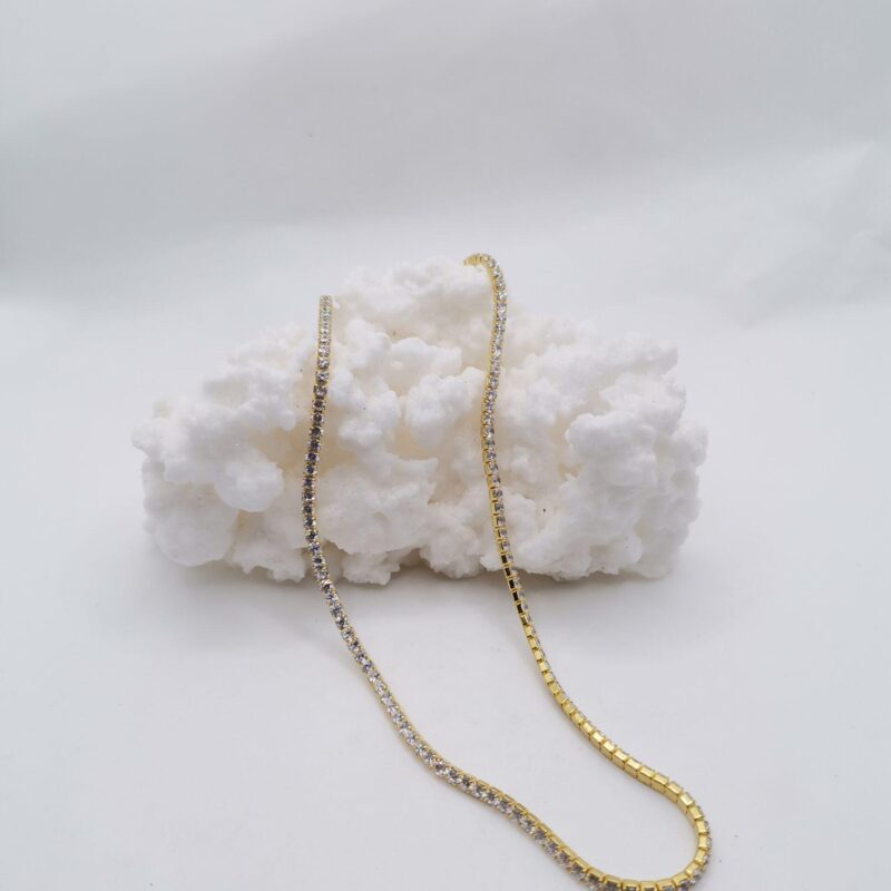 COLLAR CIRCONITAS BLANCAS PLATA ORO