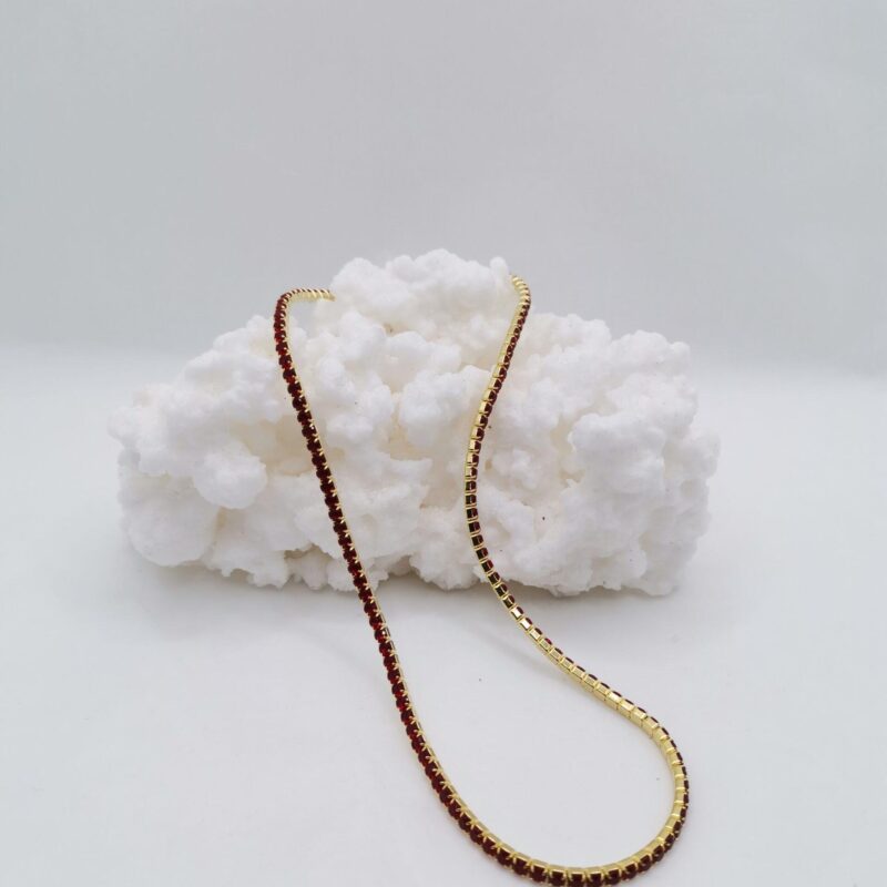 COLLAR CIRCONITAS ROJAS PLATA ORO