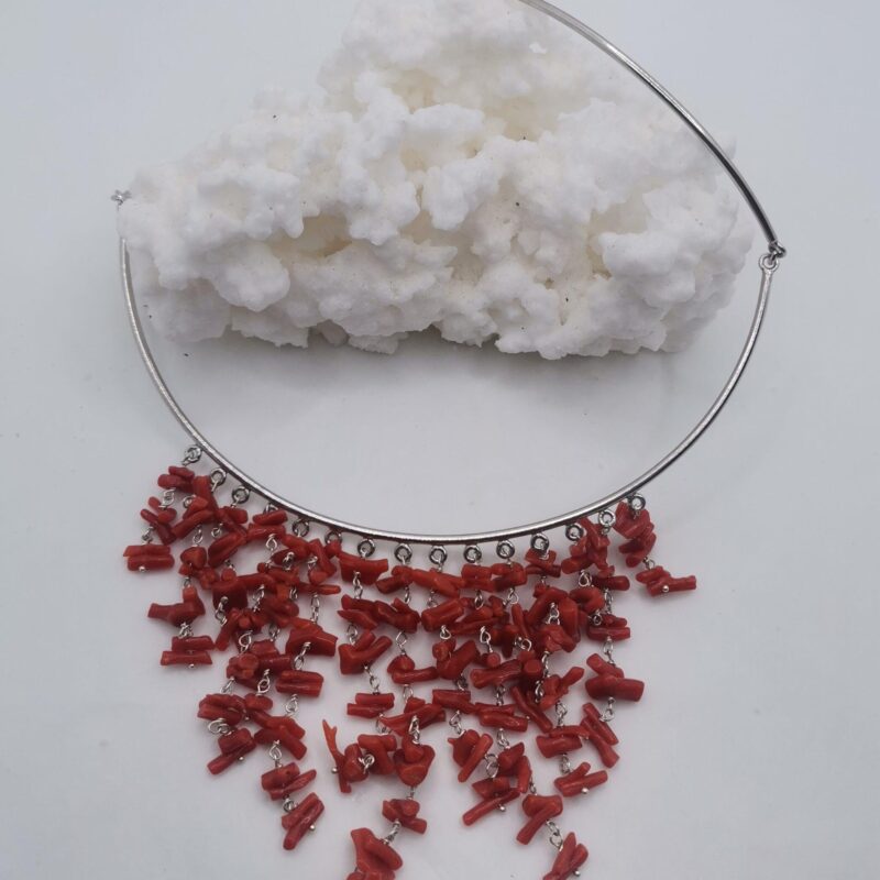 COLLAR SEMIRRIGIDO PLATA CORAL CHIP