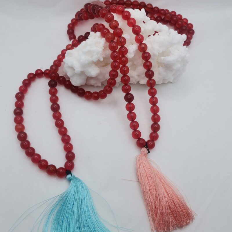 COLLAR JAPA MALA MINERAL CARNEOLA