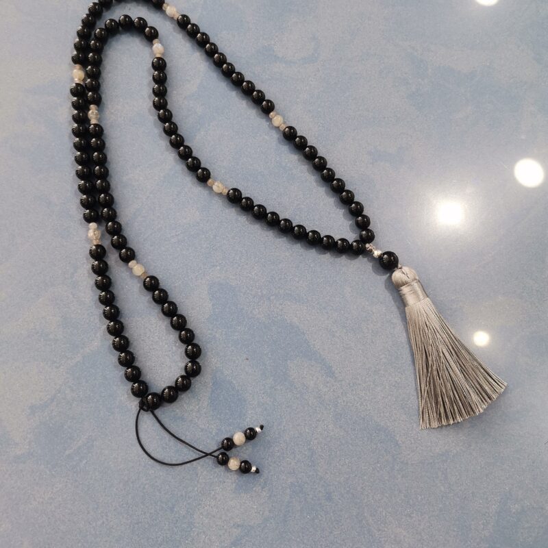 COLLAR JAPA MALA MINERAL ONIX Y LABRADORITA
