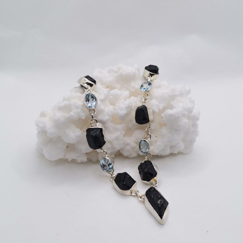 COLLAR TURMALINA Y AGUAMARINA PLATA