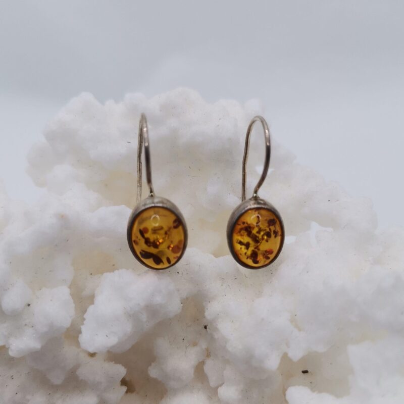PENDIENTES AMBAR OVALADO PLATA GANCHO 1 CM