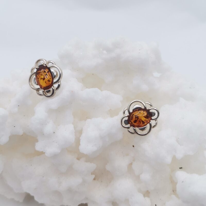 PENDIENTES AMBAR OVALO FORNITURA PLATA