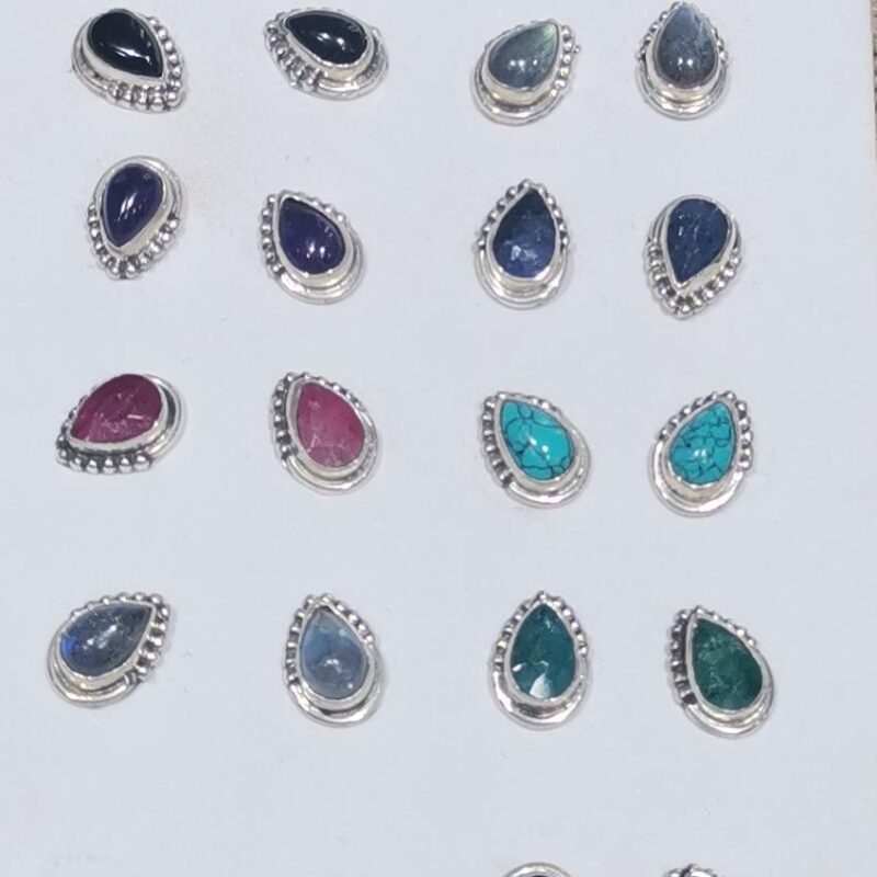 PENDIENTES PLATA GOTA MINERAL VARIADO 15