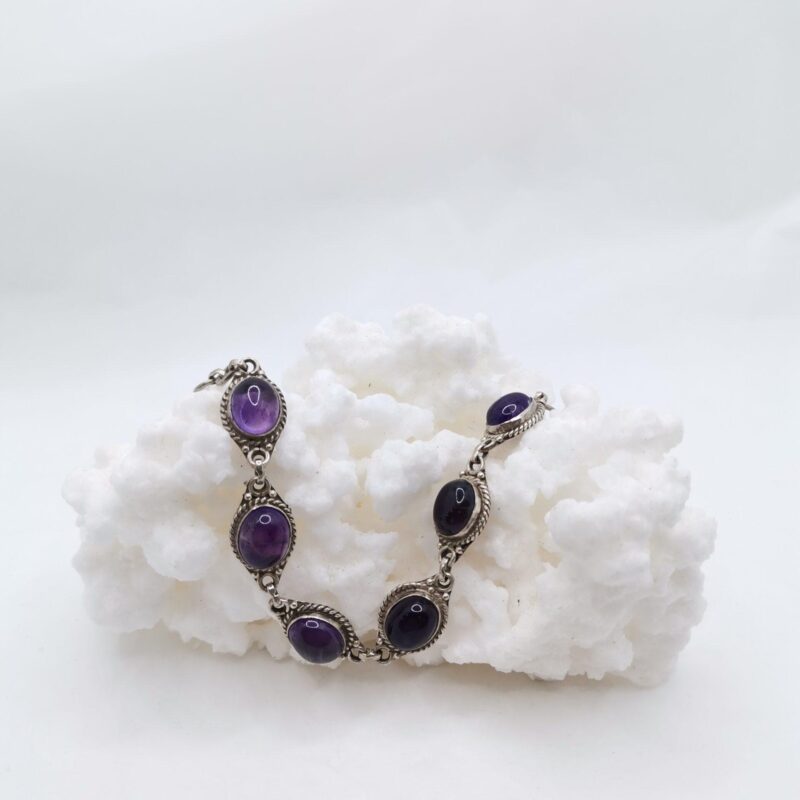 PULSERA AMATISTA LABRADA PLATA 60