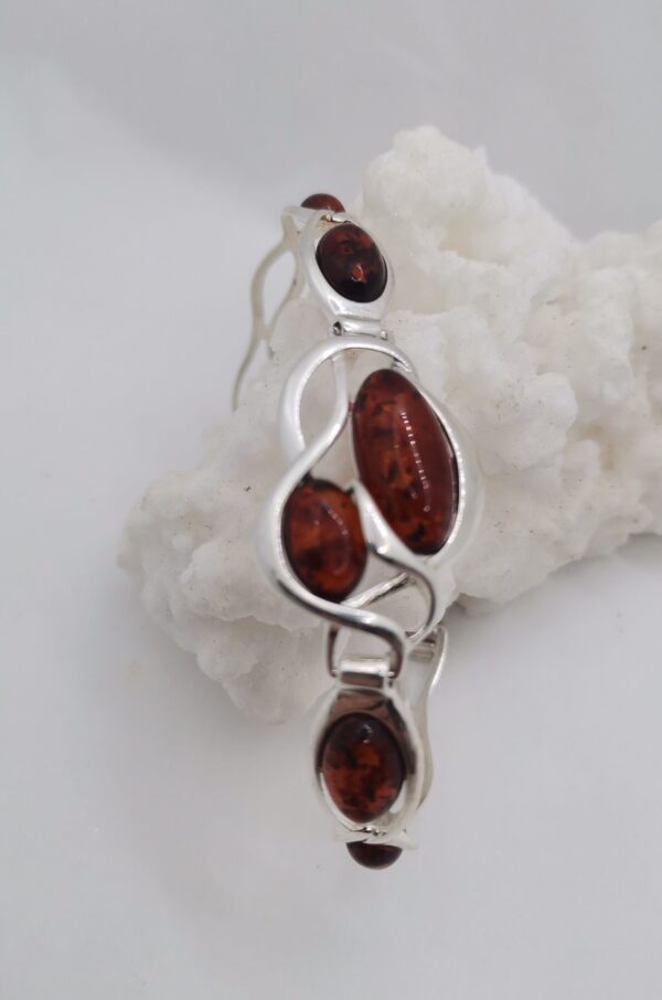 PULSERA AMBAR SEIS OVALOS RIGIDA PLATA - Imagen 3