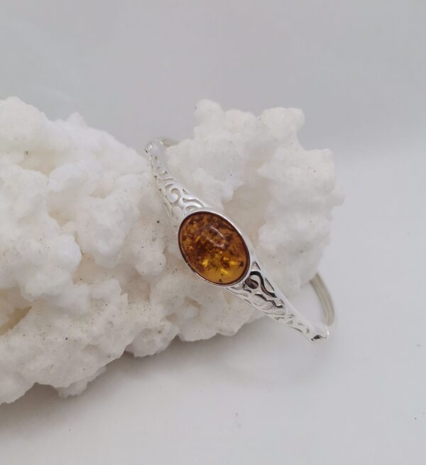 PULSERA CAÑA PLATA AMBAR