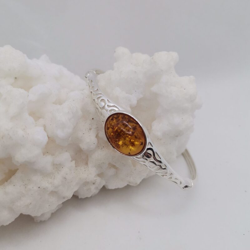 PULSERA CAÑA PLATA AMBAR