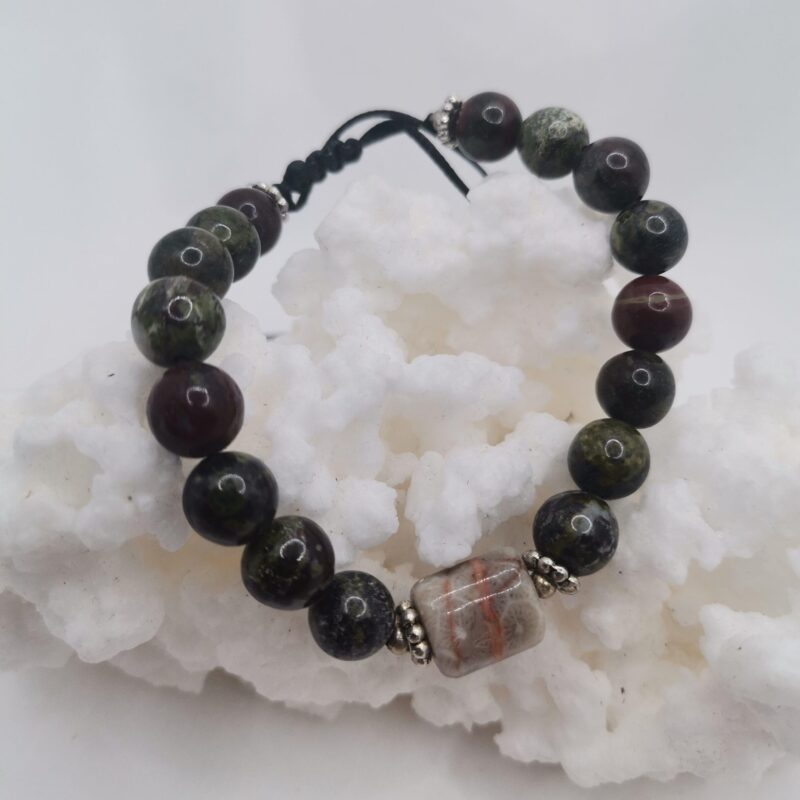 PULSERA CUERDA SERPENTINA Y FOSIL