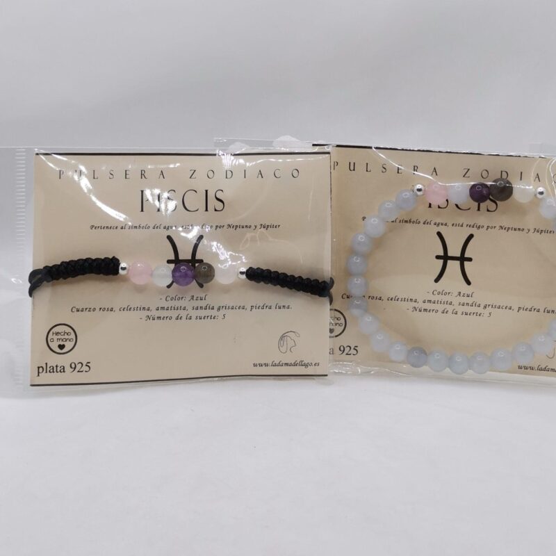 PULSERA HOROSCOPO PISCIS MINERAL PLATA