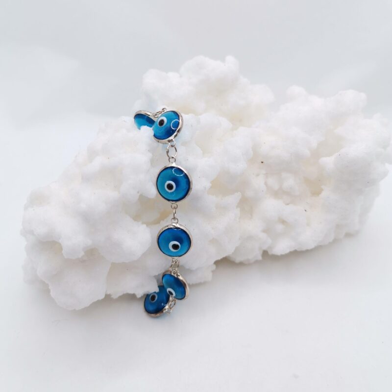 PULSERA OJO TURCO AZUL CLARO CRISTAL PLATA