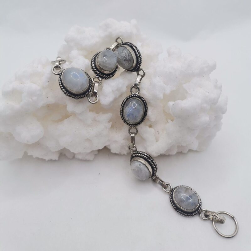 PULSERA PLATA PIEDRA LUNA 6 CABUJONES