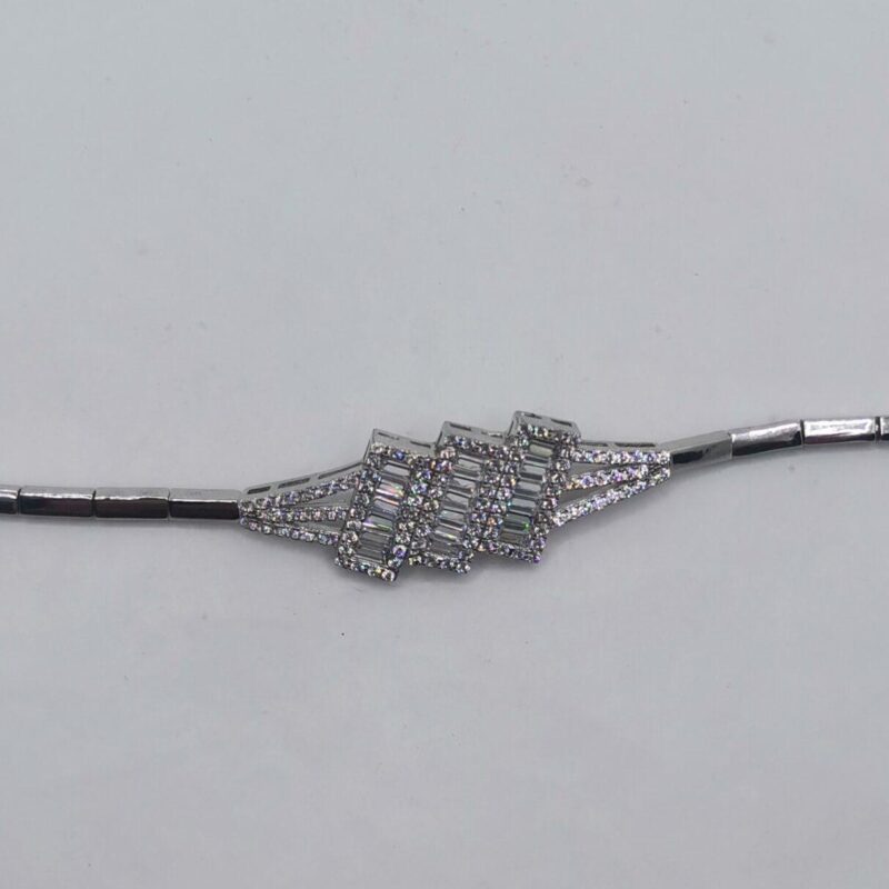 PULSERA PLATA CIRCONITAS BLANCAS RECTANGULO