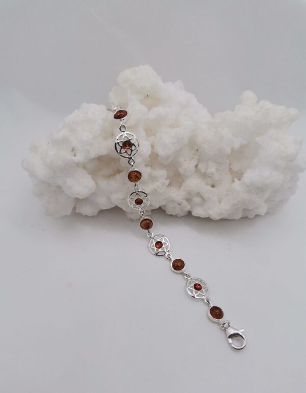 PULSERA PLATA Y AMBAR BOLITAS Y ESTRELLA DAVID