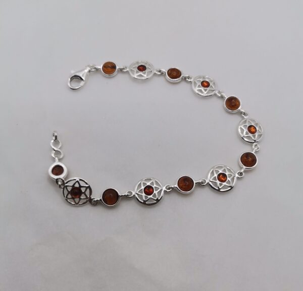 PULSERA PLATA Y AMBAR BOLITAS Y ESTRELLA DAVID - Imagen 2