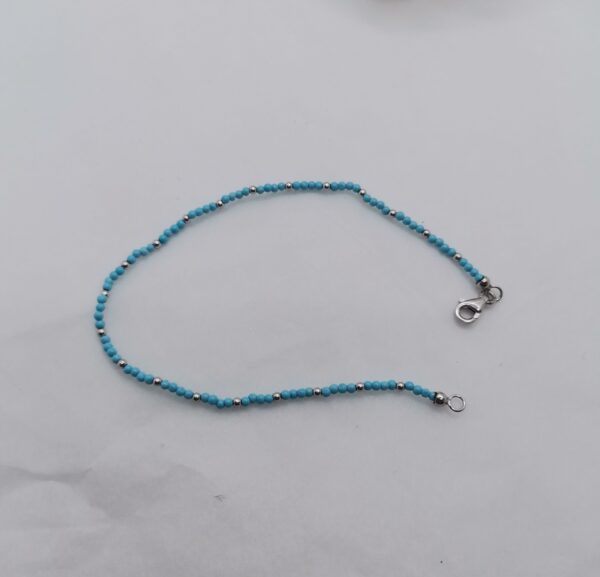 PULSERA PLATA Y TURQUESA 2 MM - Imagen 2