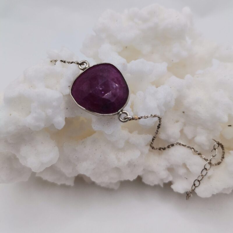PULSERA MINERAL RUBI PLATA 35