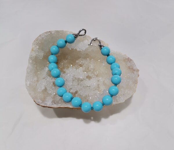 PULSERA TURQUESA BOLA 8 MM PLATA