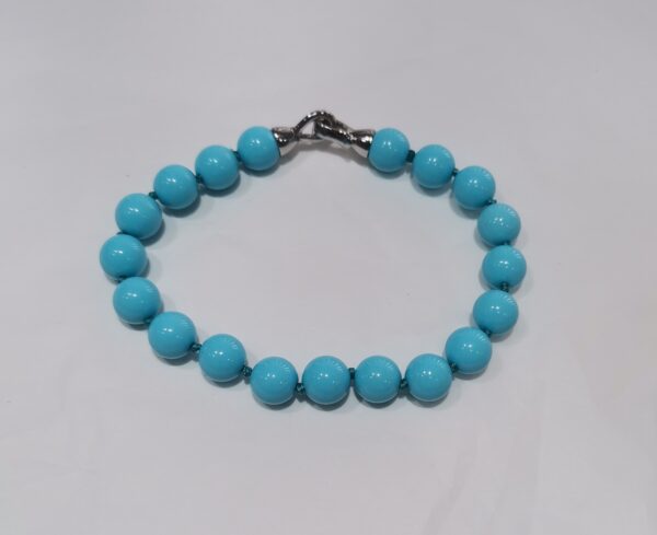 PULSERA TURQUESA BOLA 8 MM PLATA - Imagen 2