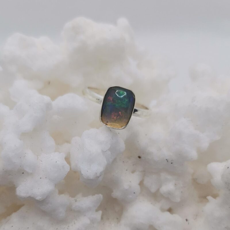 ANILLO OPALO AUSTRALIA PLATA RECTANGULAR