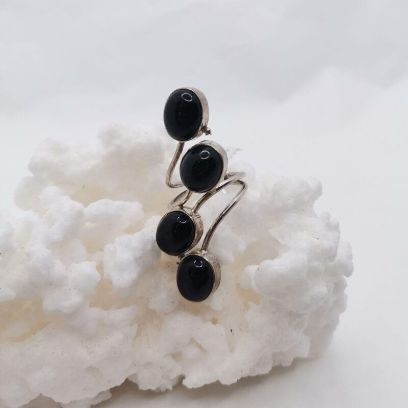 ANILLO PLATA 4 ONIX NEGROS