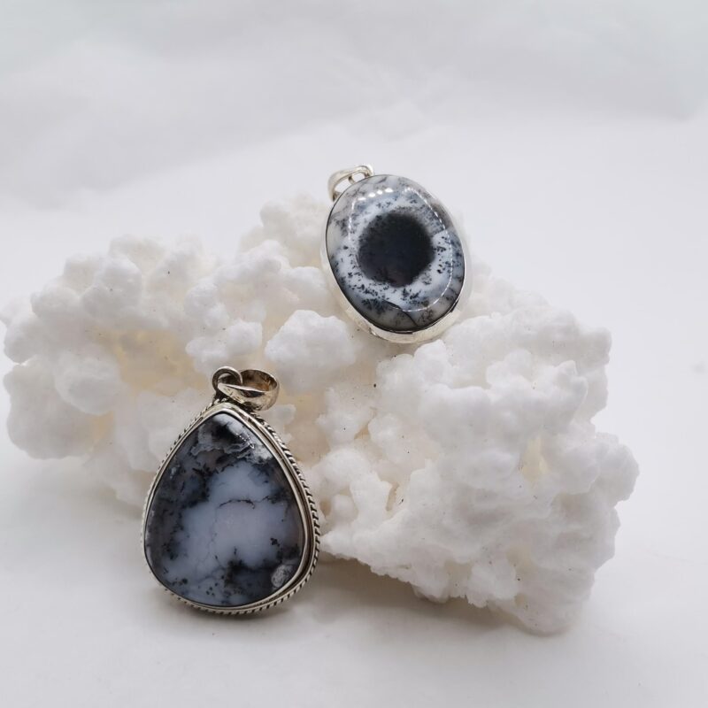 COLGANTE AGATA MUSGOSA GRIS PLATA